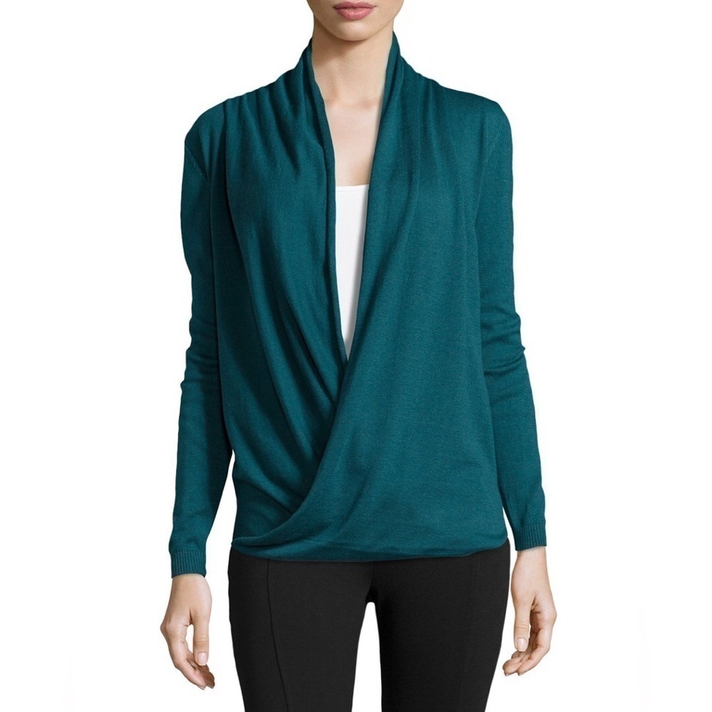 💕MAX STUDIO💕 Green Wrap Front Sweater Top